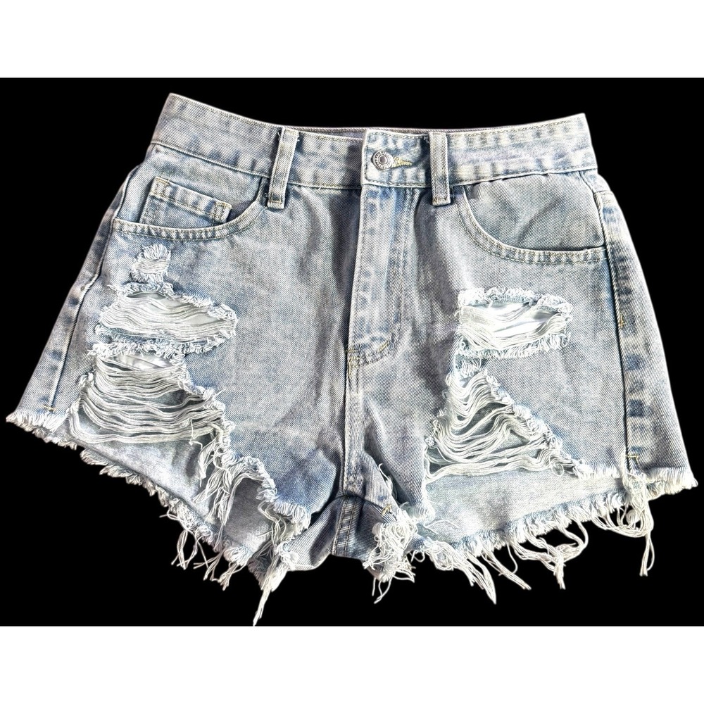 Shein Light Blue Denim Distressed Cut Off Jean Shorts Women's‎ Size 27"